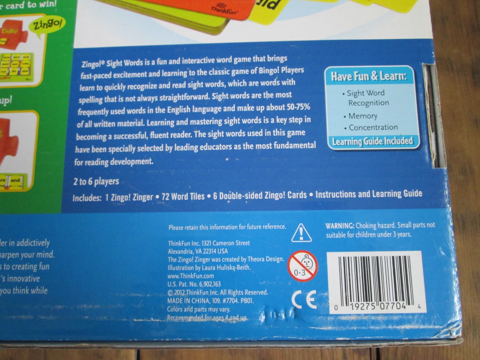 Zingo Sight Words Game by ThinkFun PRE-K-1 New In Open Box Homeschool Learning