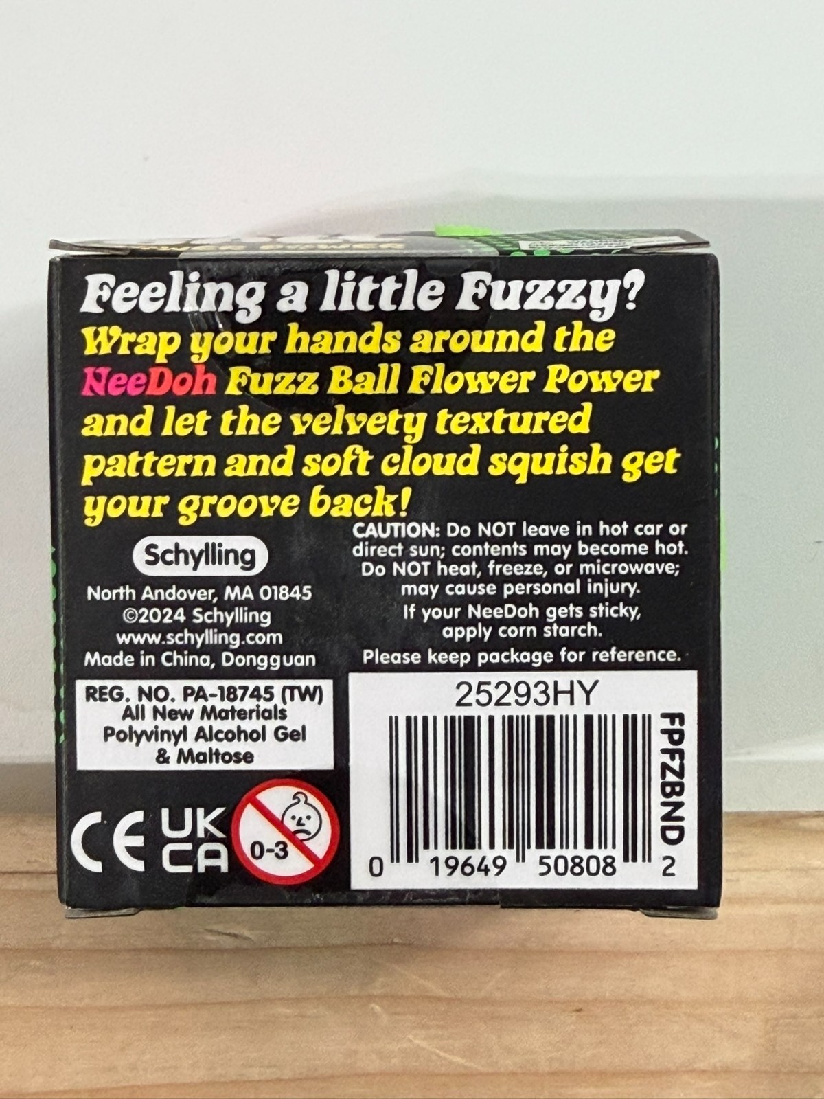 GREEN Needoh FUZZ BALL Flower Power Nee Doh Squish Stress Ball NEE-DOH Fuzzball