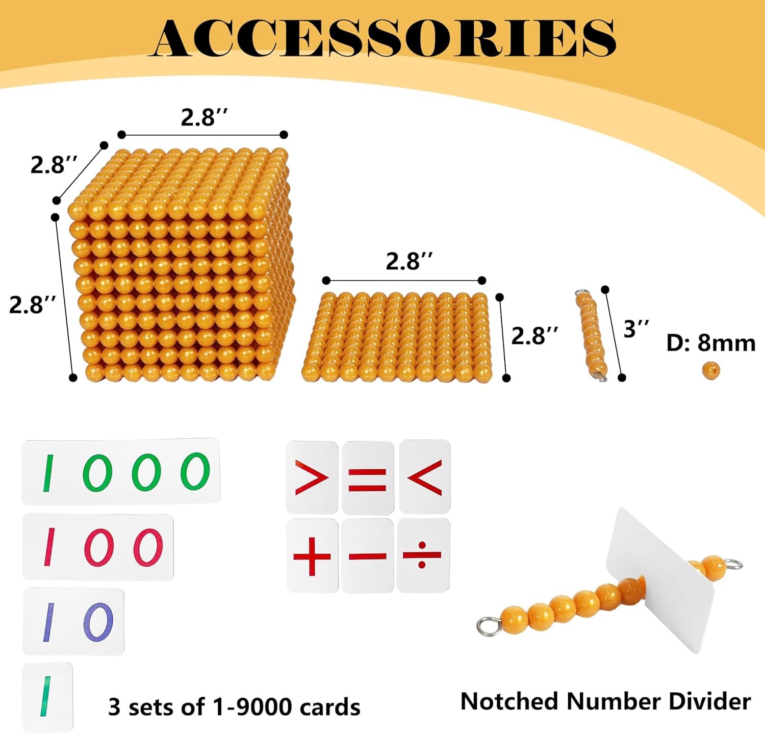Golden Beads Montessori Toys, Math Manipulatives, Math Bank Game Toys for Pre..