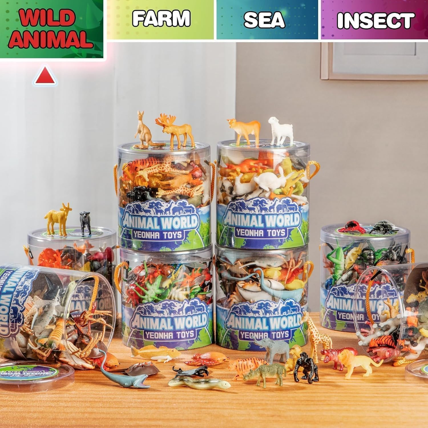 60 Piece Mini Zoo Animal Toy with Gift Box Realistic Small Plastic Animal Figur