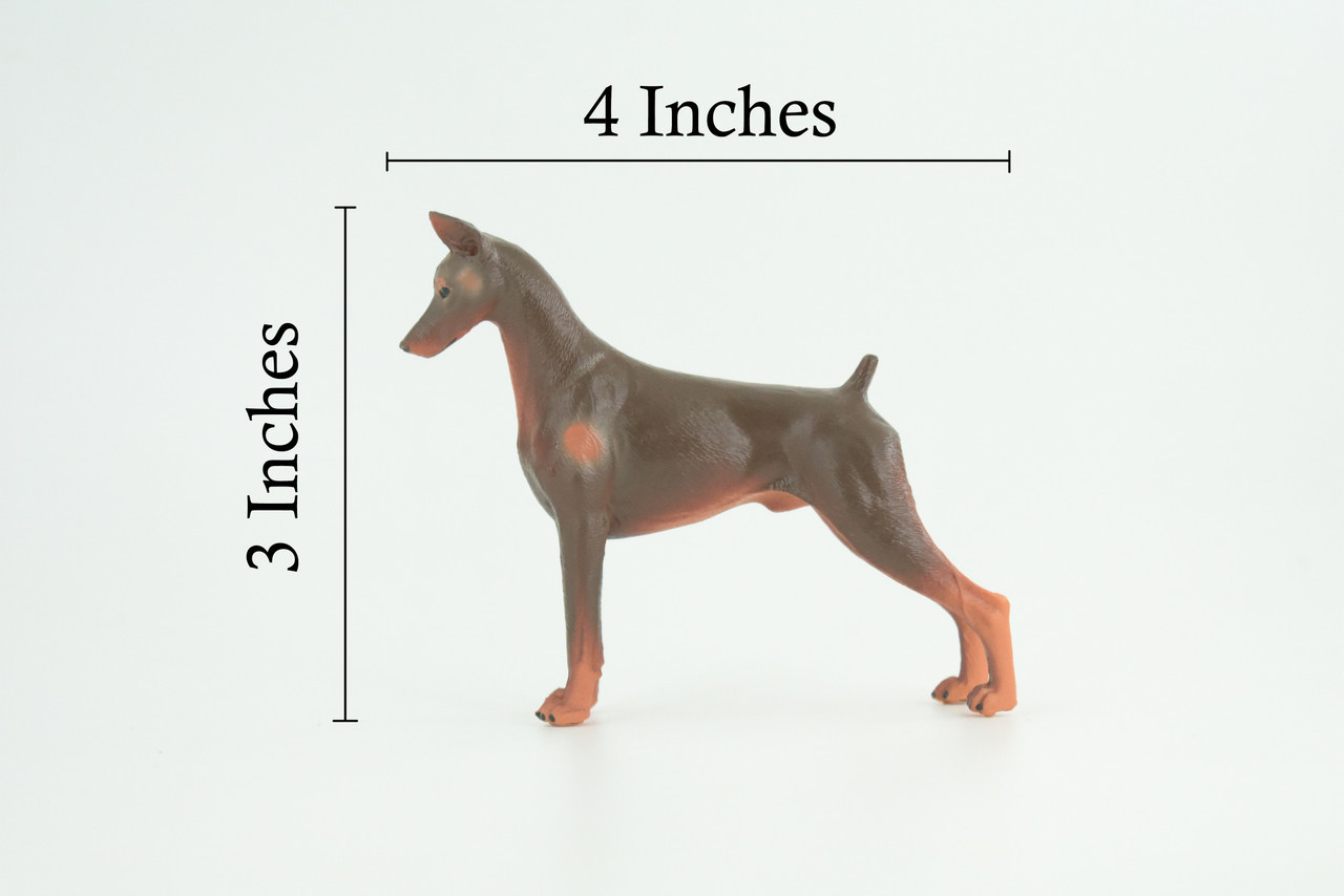 Dobermann Toy Dog, Realistic Hand Painted Rubber Model, 4 Inches CH980 BB213