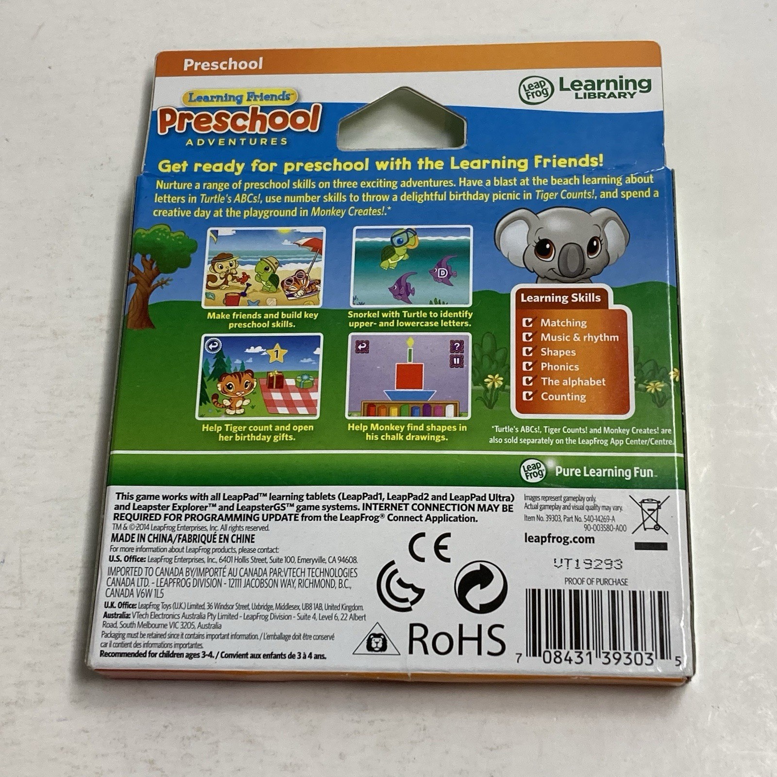 LeapPad Leapfrog Learning Friends Preschool Adventures Teaching Game 3-4 Years