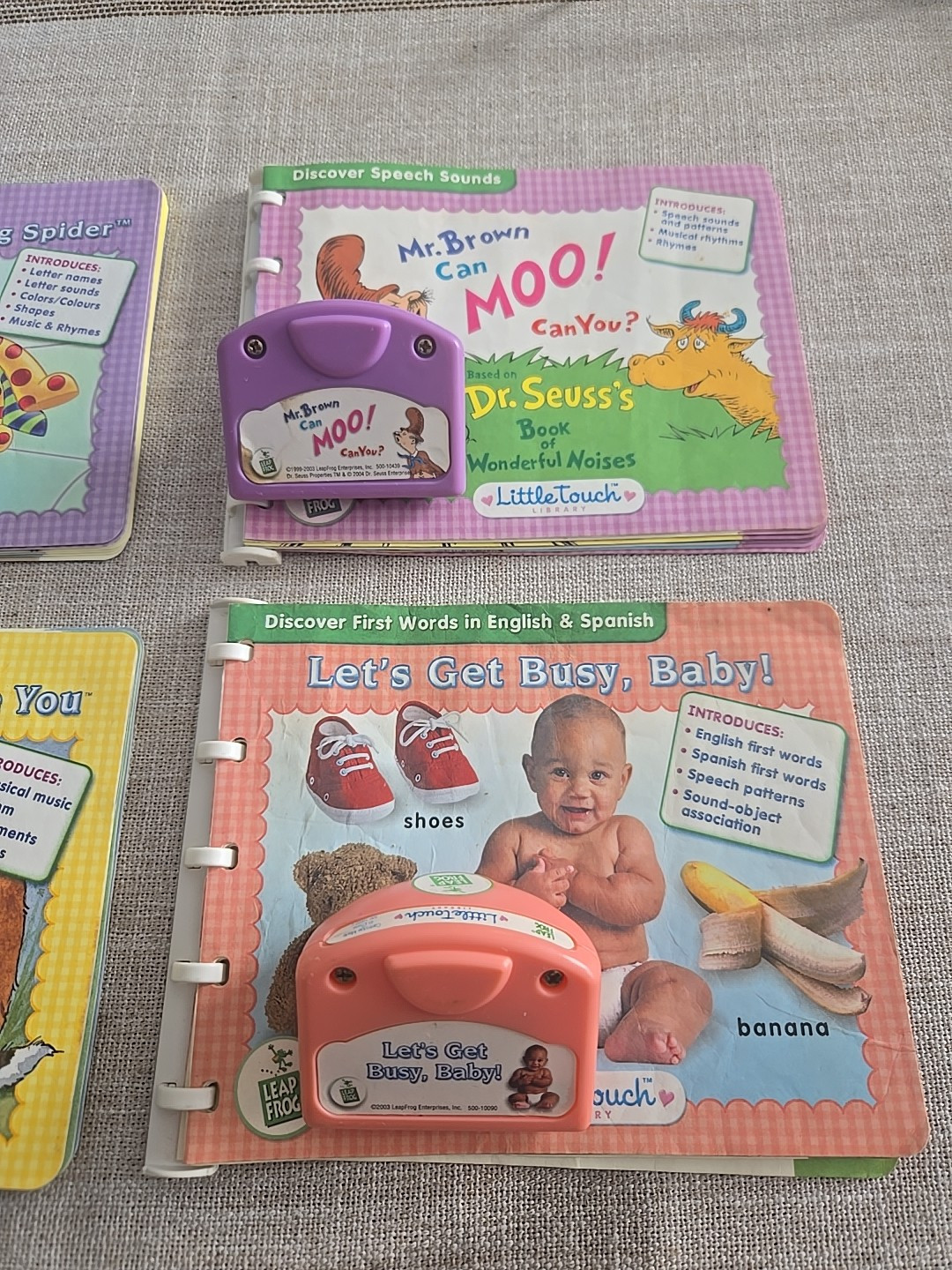 Leap Frog Little Touch Library Lot Of 4 Books & Cartridges Lulu Dr Seuss