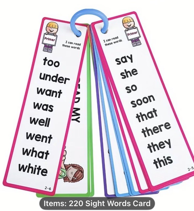 220 Sight Words Waterproof Double-Sided Educational Reading Toy Ages 4-7