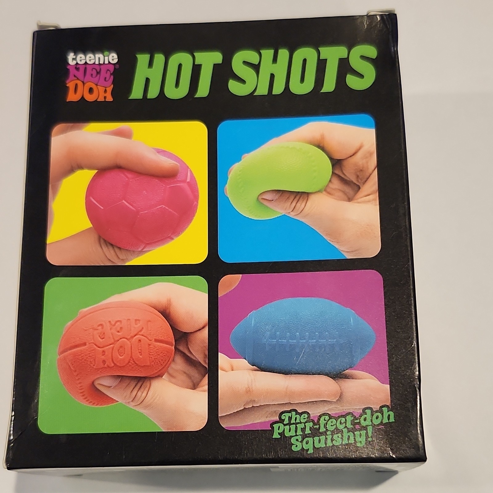 Schylling Teenie NeeDoh Hot Shots Squeeze Toys 4-Pack Pink/Orange/Green/Blue