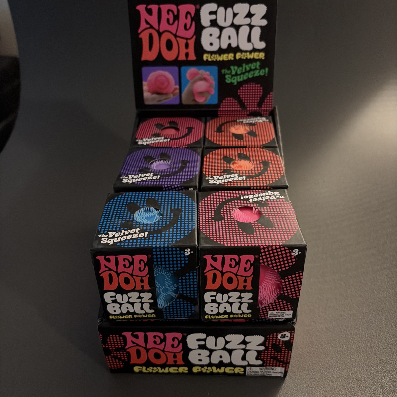 Schylling NeeDoh Nee Doh Fuzz Ball Flower Power Lot of 12 with Display Box