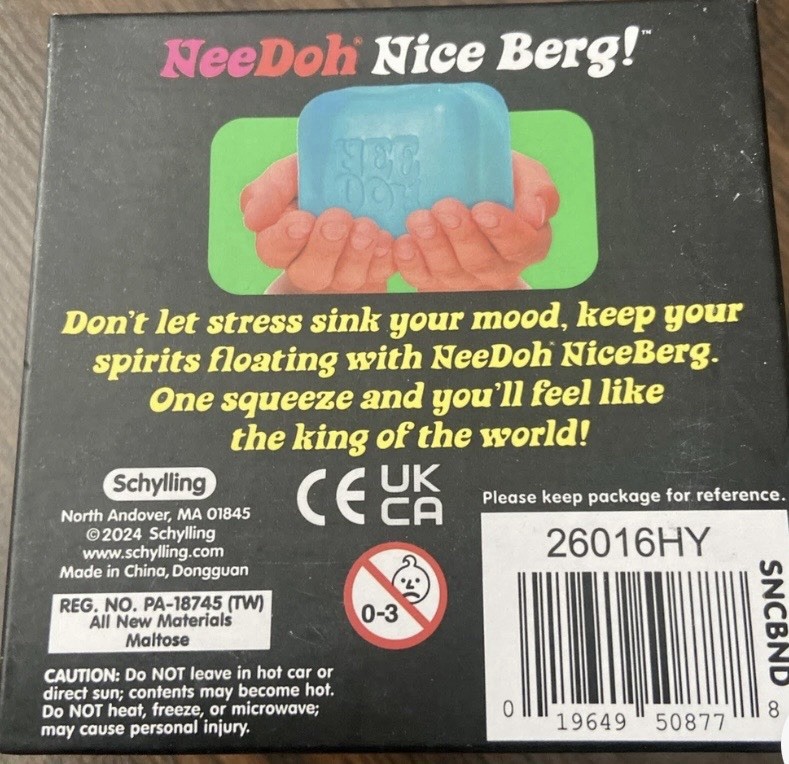 Brand New Authentic NeeDoh Nice Berg Blue Cube Giant Super Solid Squish 🧊