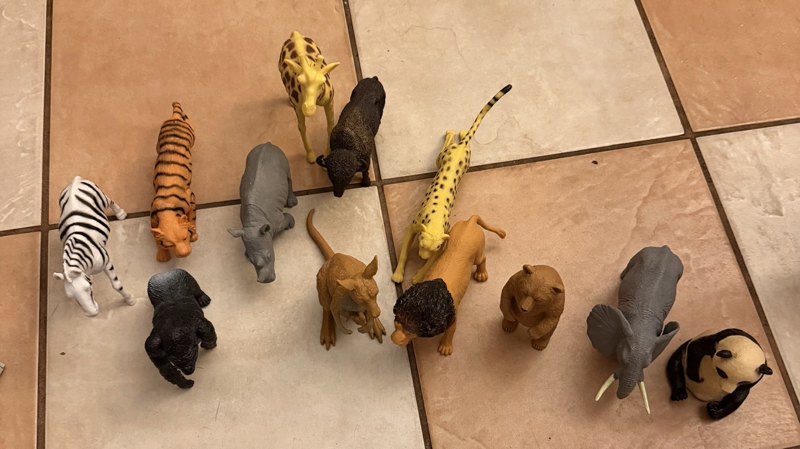 Mixed Lot of 12 Boley Zoo Figure Animal Toys – Giraffe Elephant Panda Zebra Bear