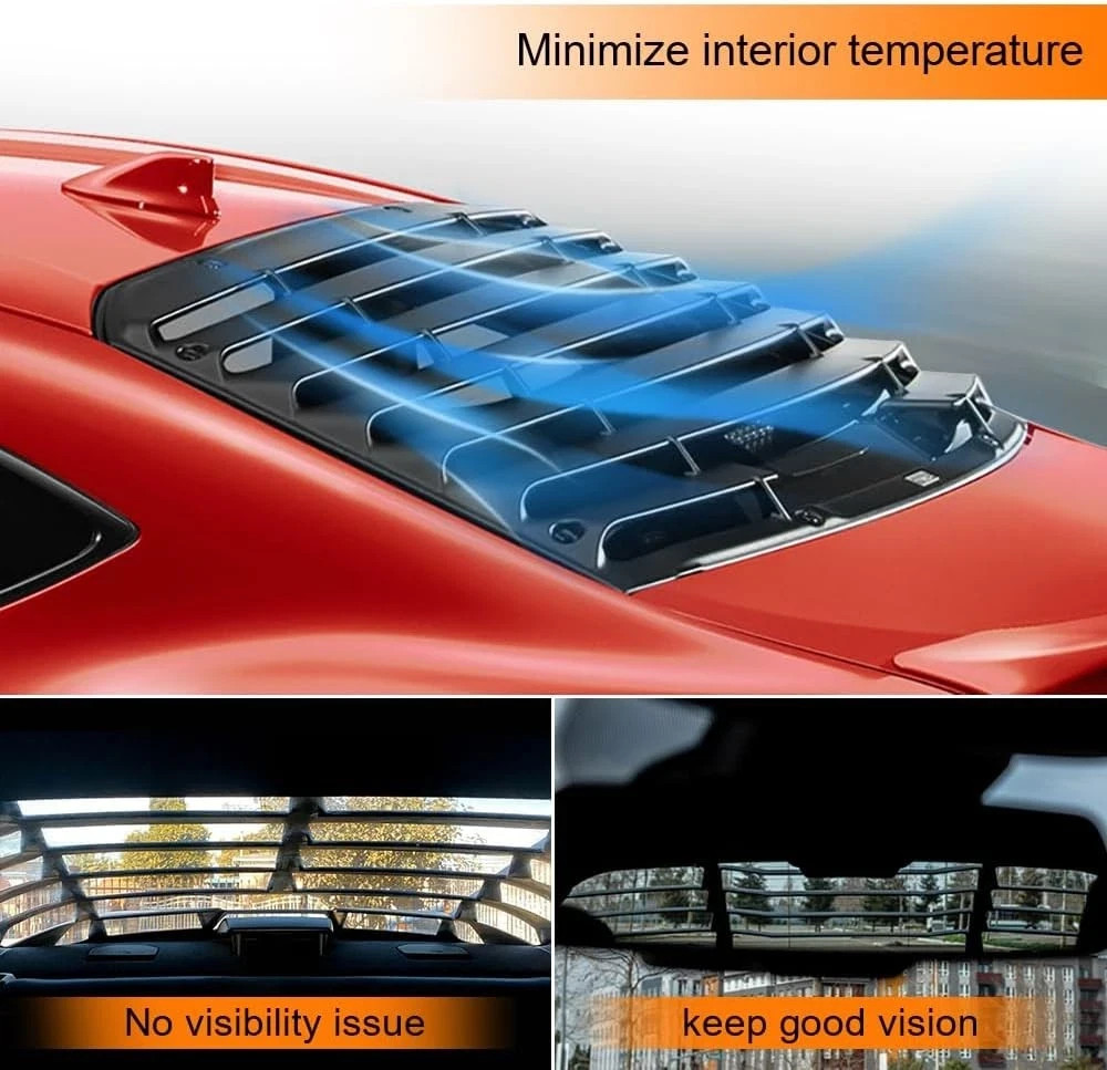Rear Window Louver, Compatible with 2010-2015 Chevy Camaro, ABS Plastic