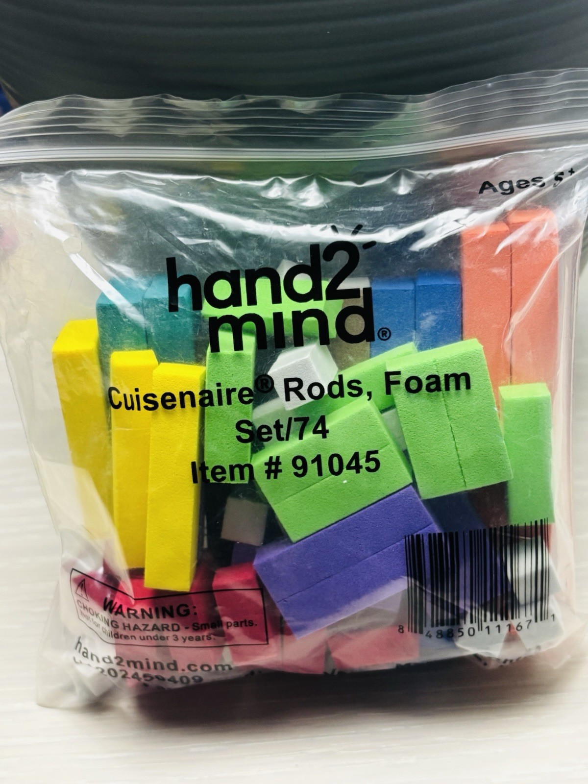 hand2mind Cuisenaire Rods Foam Set 74 Pieces MPN 91045 Ages 4-7 8-11 5+ Years