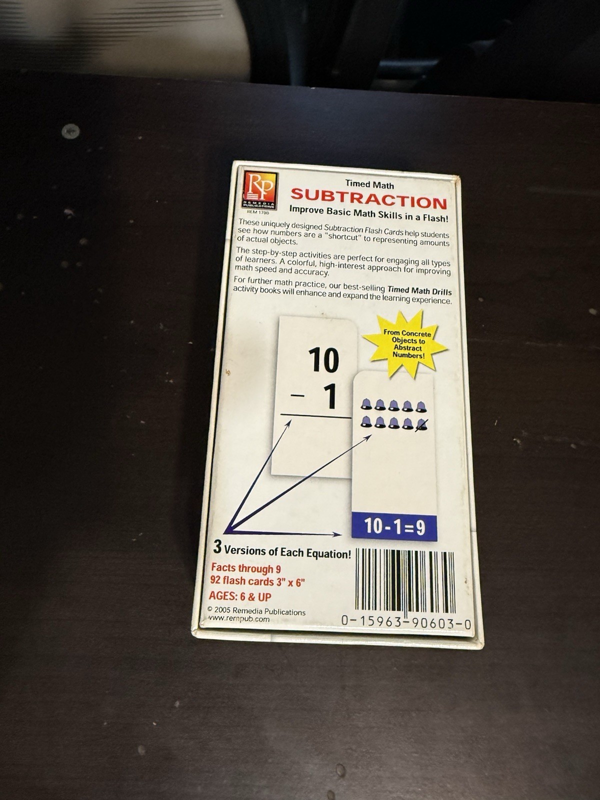 Remedia Publications Timed Math Subtraction Flash Cards Ages 6+ 2005 Vintage