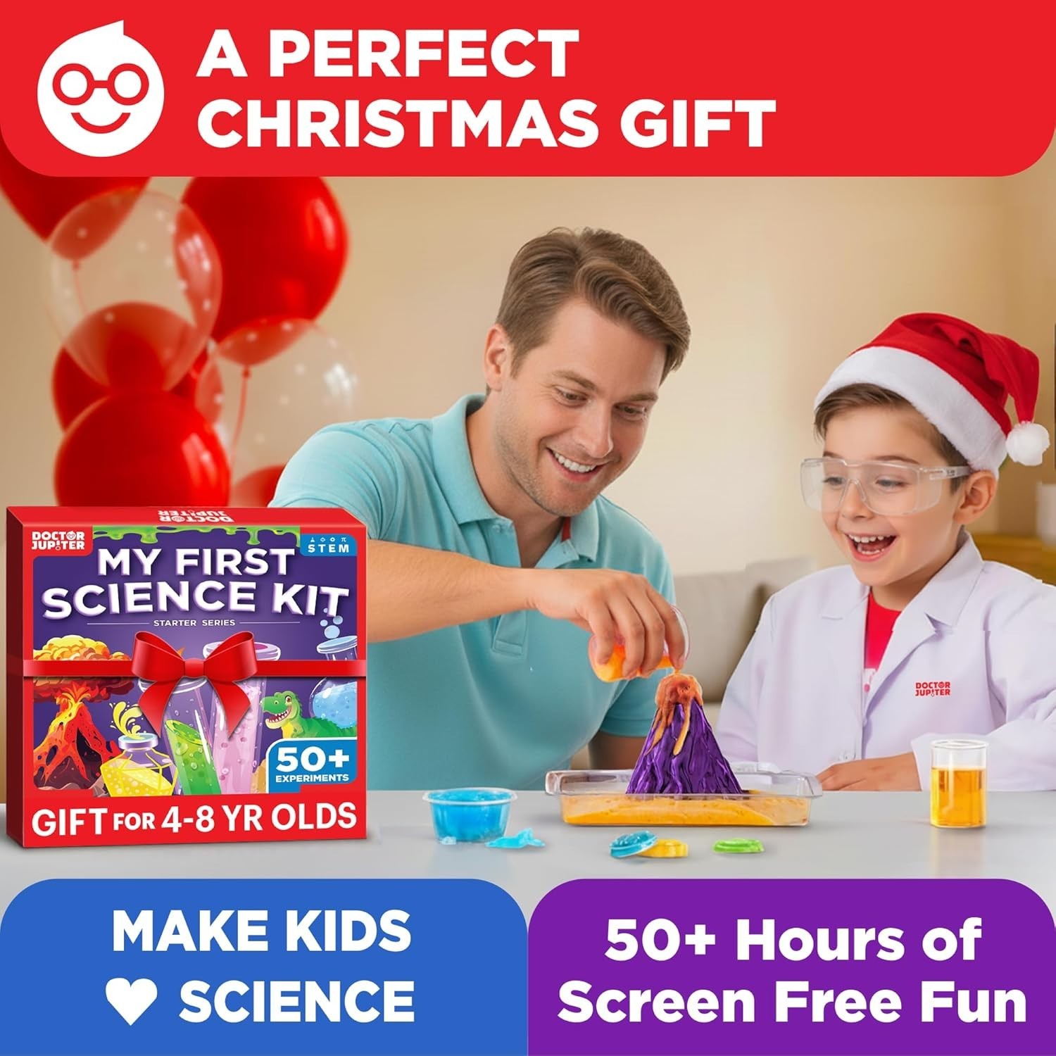 Doctor Jupiter First Science Kit for Kids Ages 4+ Year Old Boys 50+ Experiments