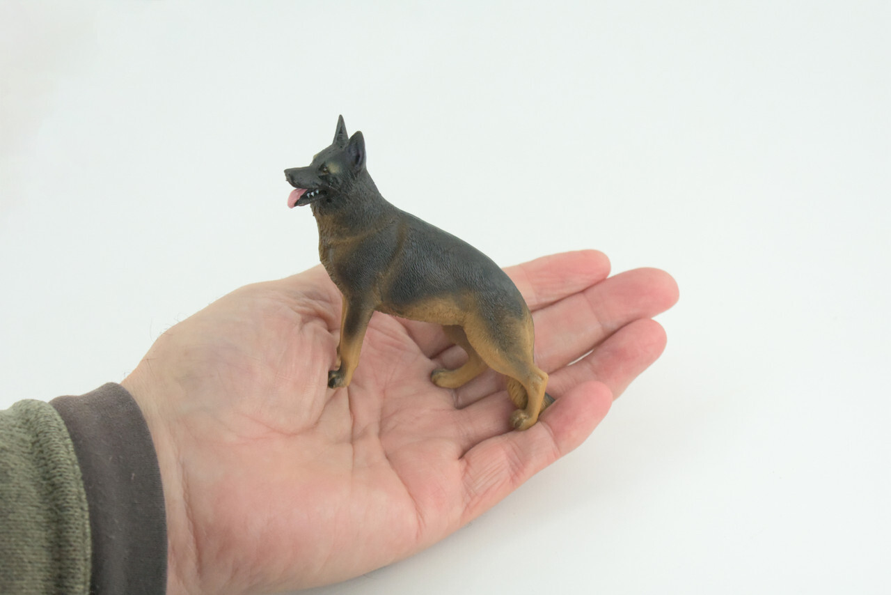 German Shepherd Dog Toy, Realistic Hand Painted Rubber Model, 4 1/2″ CH845 BB197