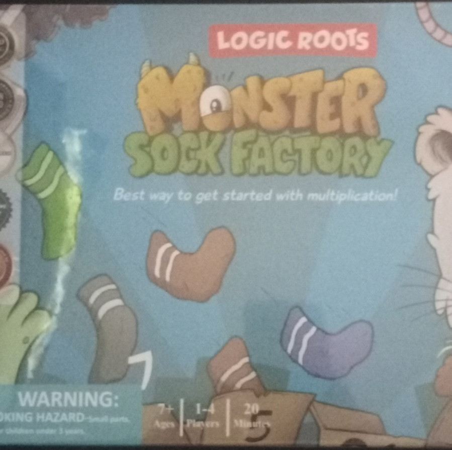 Logic Roots Monster Sock Factory Multiplication Math Board Game, Ages 7+