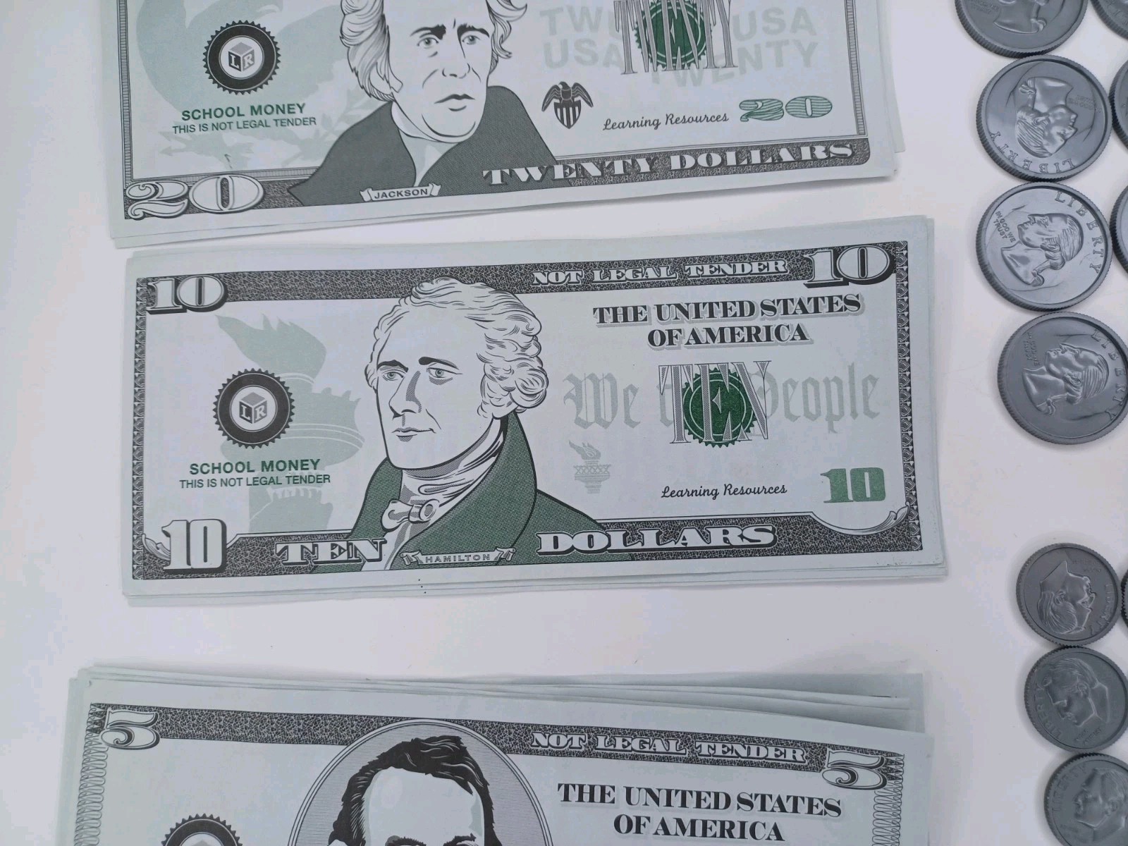 Play Money Paper Bills 4 Denominations & Coins Lot
