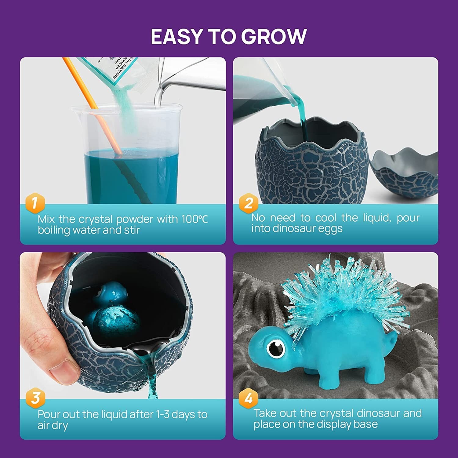 Science Can Crystal Dinosaur Growing Kit Stegosaur Great STEM Activities 8-12 yr