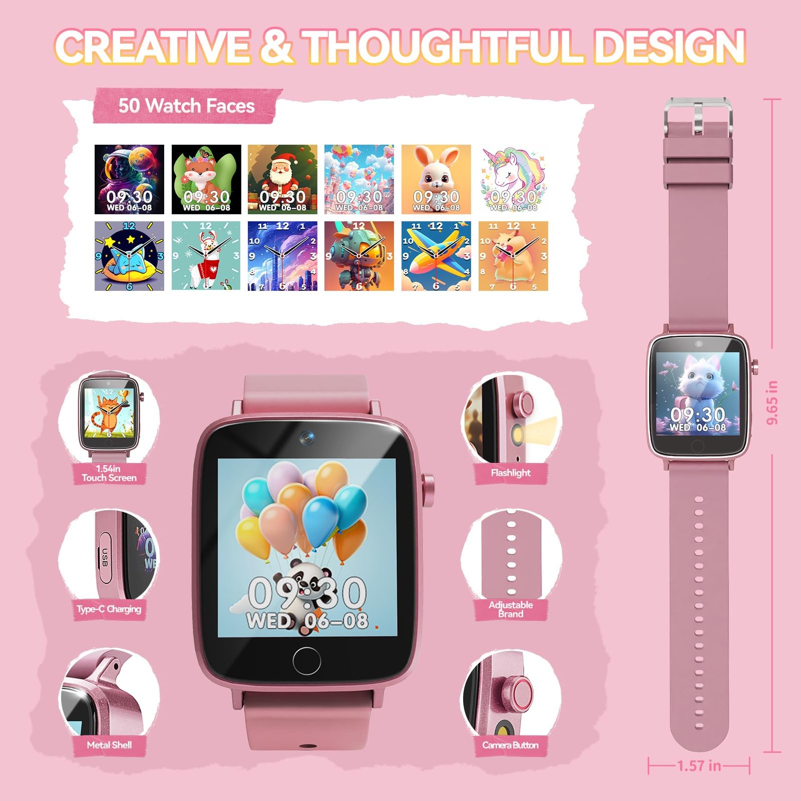 Kids Watch for Girls 4 5 6 7 8 9 10 Years Old Gifts, Smart Watch for Kids with 2
