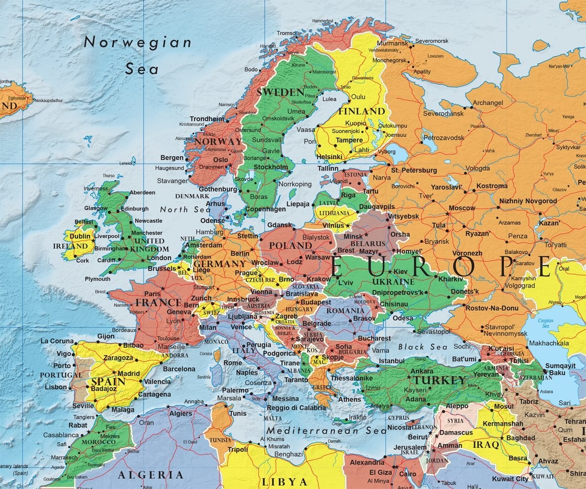 24×36 Classic 3D World & USA Wall Map Set – Laminated Educational Decor