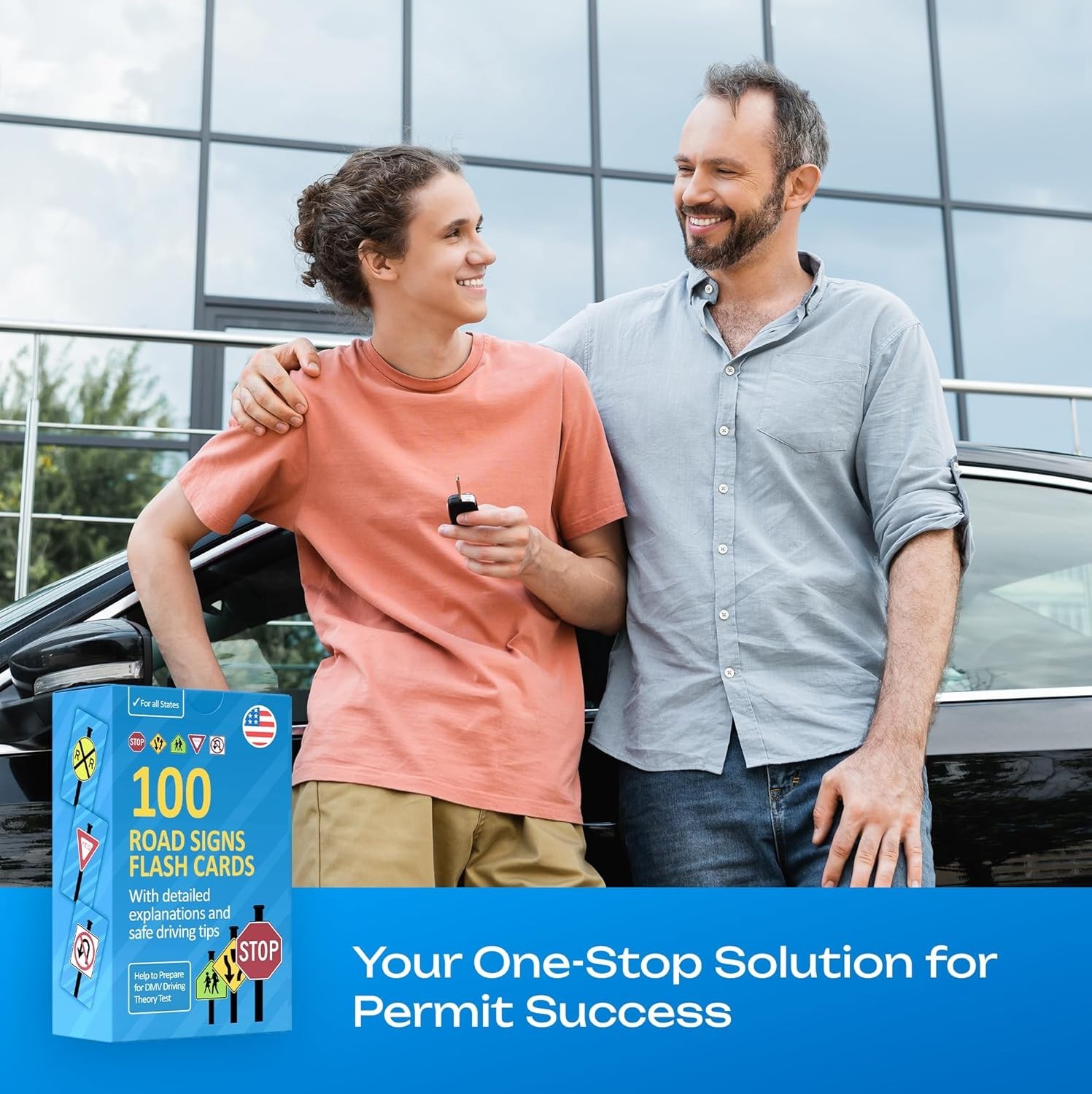 Educational Flash Cards for Teens – 100 Common US Traffic Signs & Safe Driving