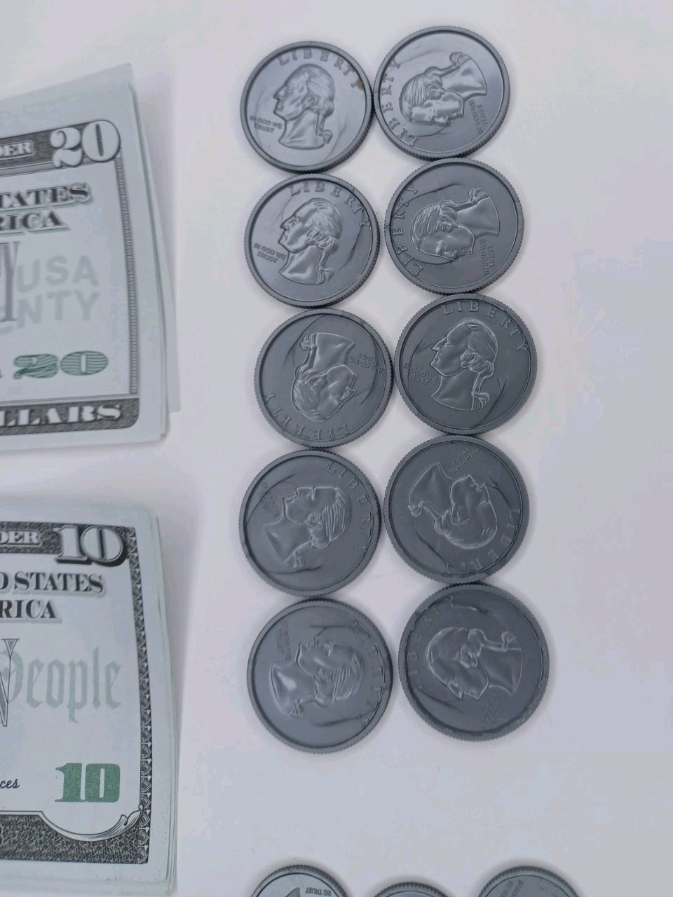 Play Money Paper Bills 4 Denominations & Coins Lot