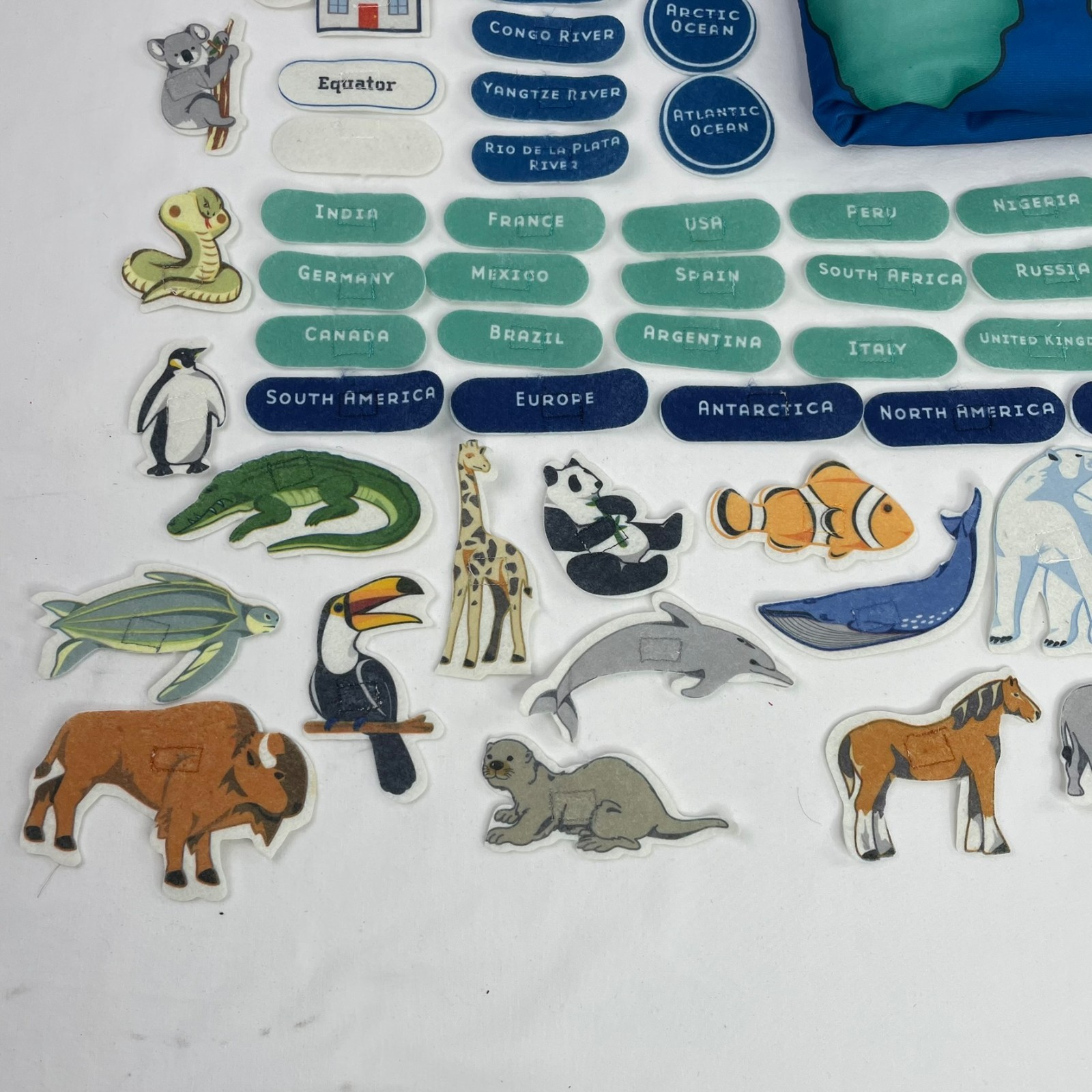 Discovery Kids Fabric Activity World Map Continents Countries Oceans