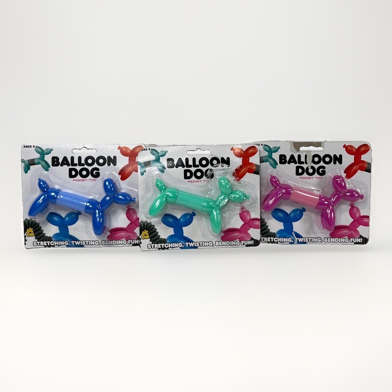 Big Time Toys Balloon Dog Fidget Toy Set of 3 Stretching Twisting Bending Fun
