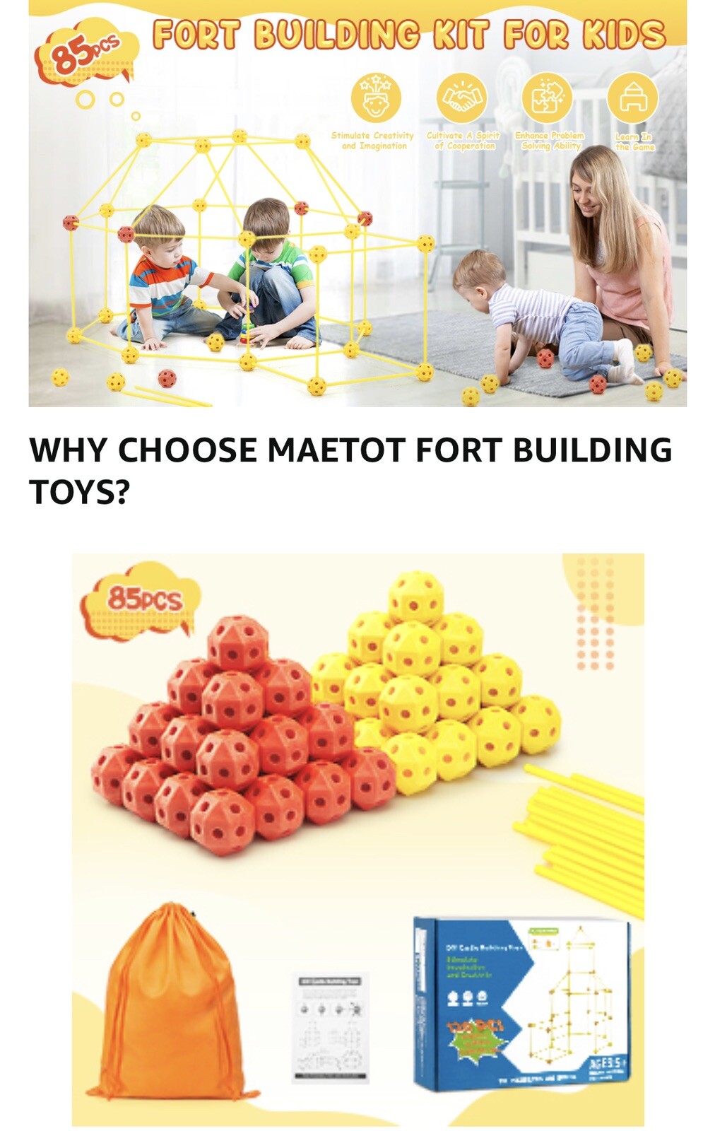 Fortresses Building Kit Kids Creative DIY Learn Toys Tent Igloo Play House Gifts