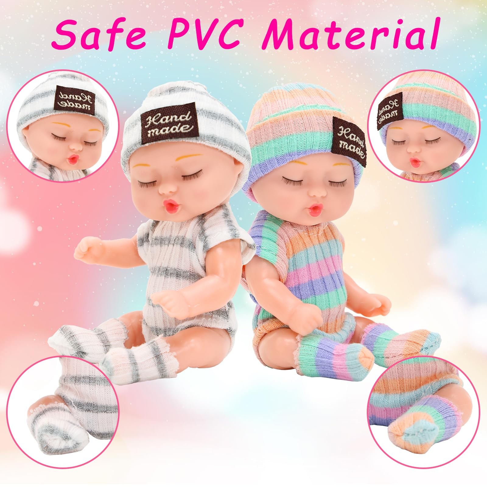 Lifelike Realistic Mini Baby Doll Toys, 8 Pcs 4 Inches Small Reborn Babies Do…