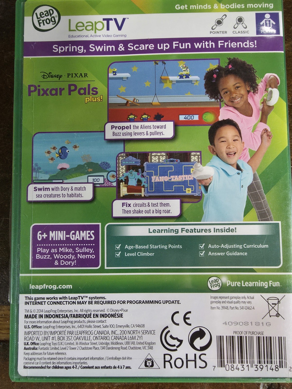 LeapFrog Leap TV Disney Pixar Pals Plus! Science Educational Active Video Game