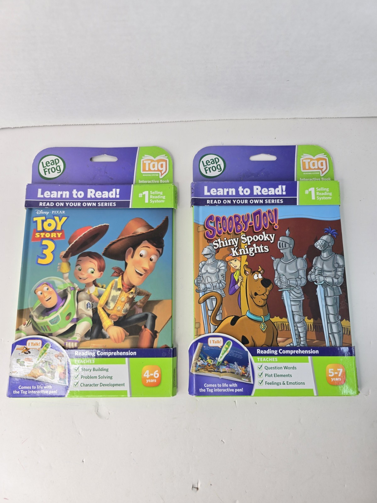 Lot Of 2 Leapfrog Disney Pixar Toy Story 3 & Scooby Doo Works on Tag LeapReader