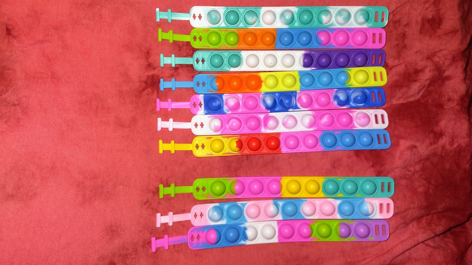 Multicolor Pop It Sensory Fidget Bracelets Lot Tactile Toy for Ages 3-11 Years