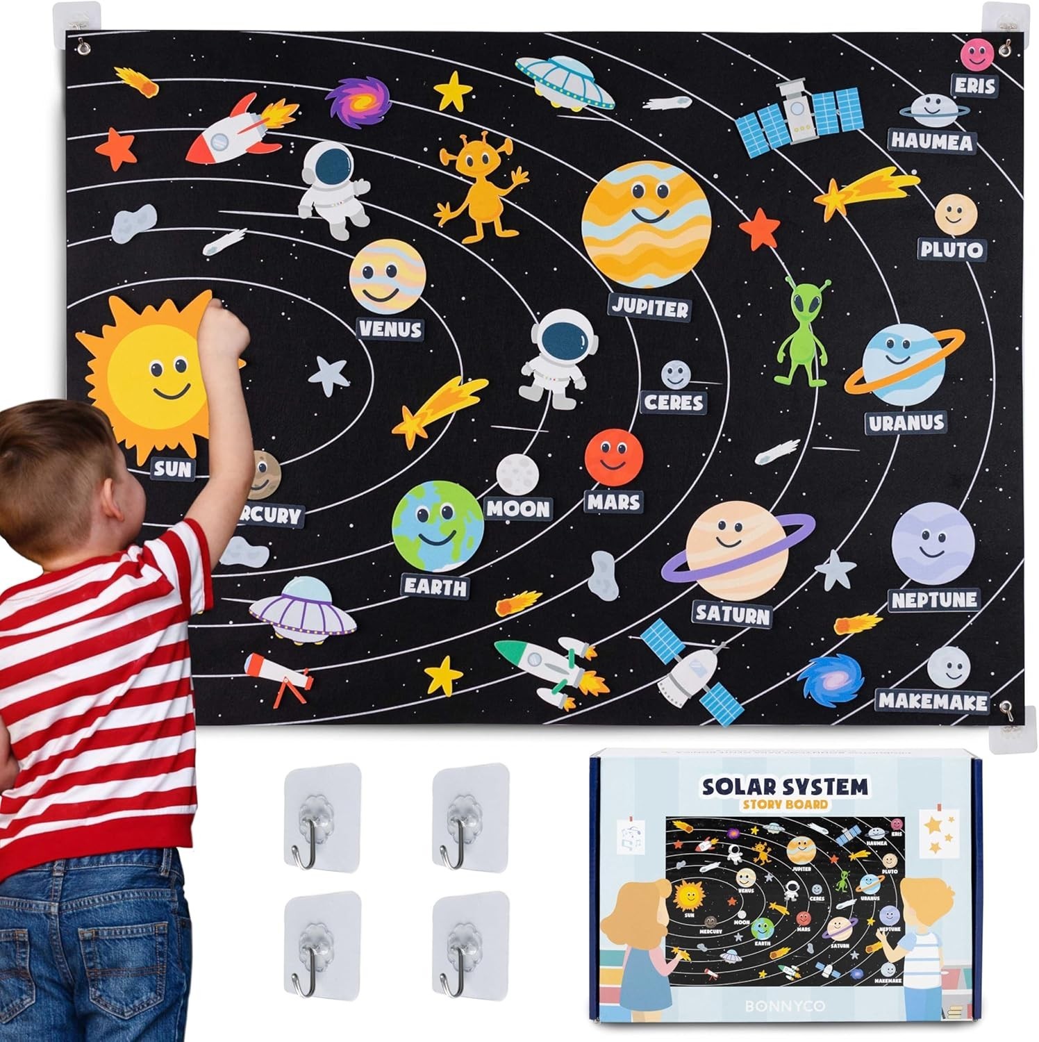 Kids 61-Piece Felt Solar System Set – Fun Montessori Learning Tool for Ages 3-8
