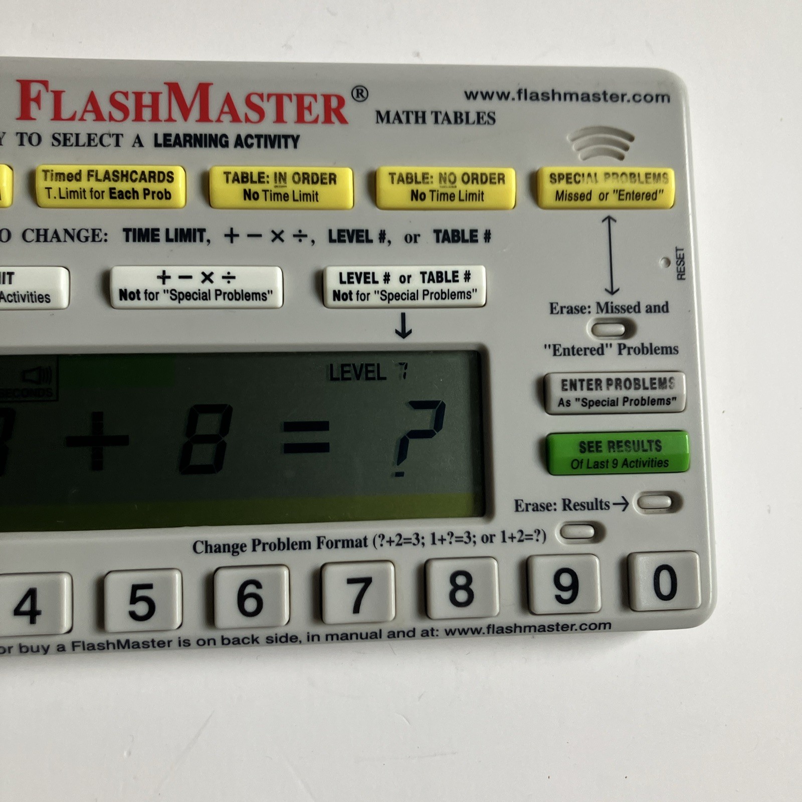 Flash Master Math Tables Electronic Learning Tool Model MT1A Tested Working A6