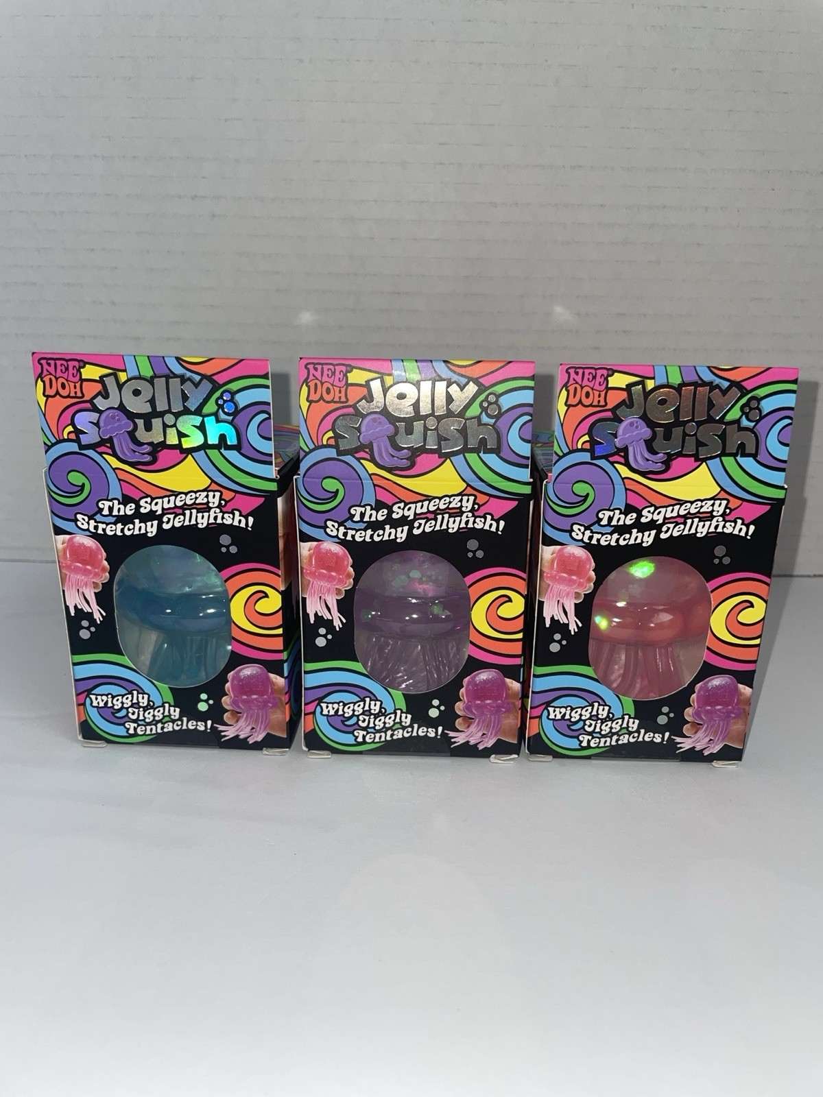 Needoh Jellyfish AUTHENTIC Complete Set of 3 Blue Purple Pink