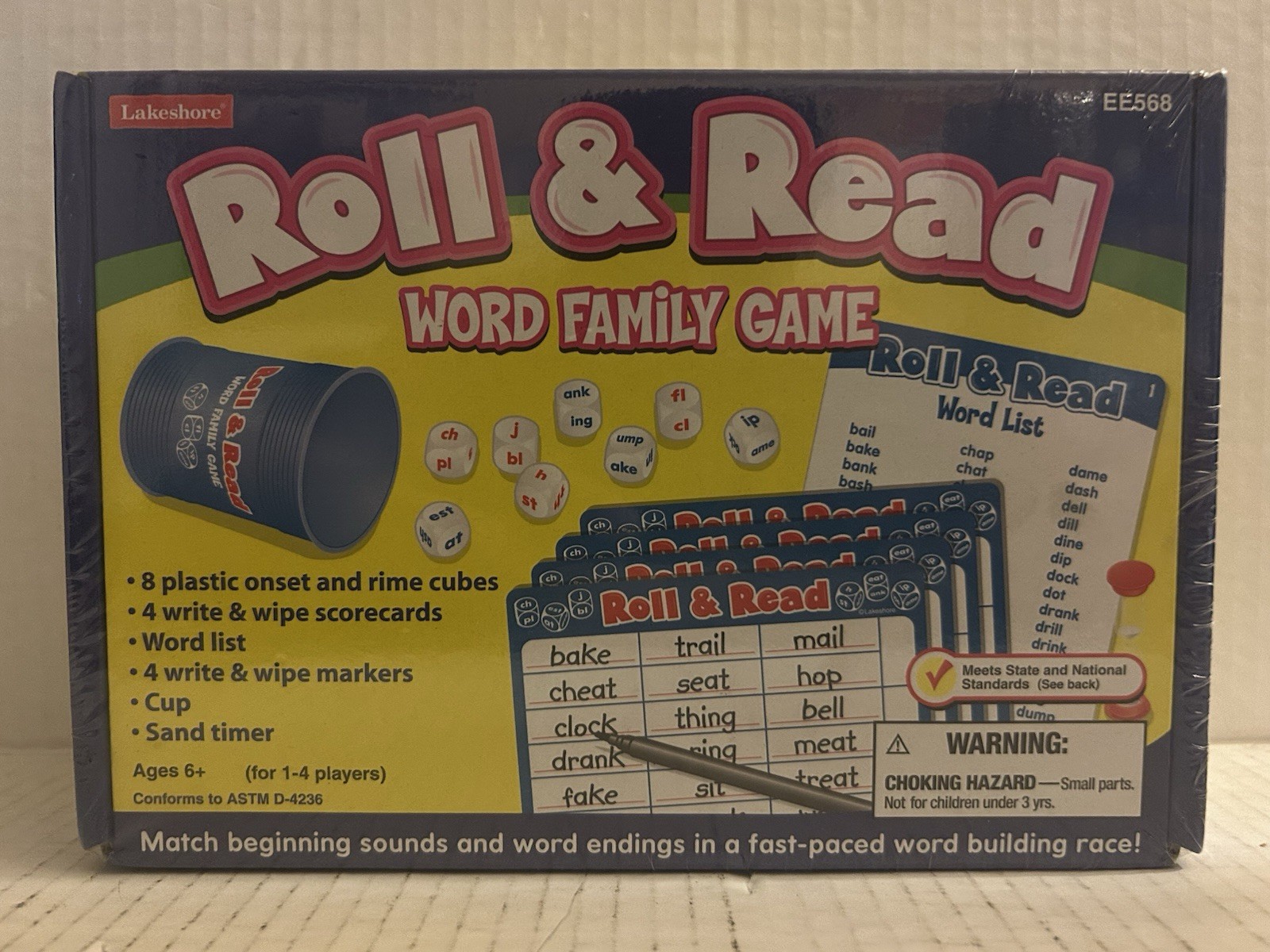 NEW Lakeshore Roll & Read Word Family Game (EE568) Ages 6 And Up, SEALED 1-4 Pla