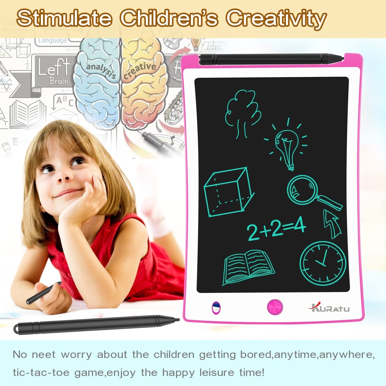 2 Pack-8.5 inch Drawing Tablet Pads Reusable LCD Writing Tablet for Kids