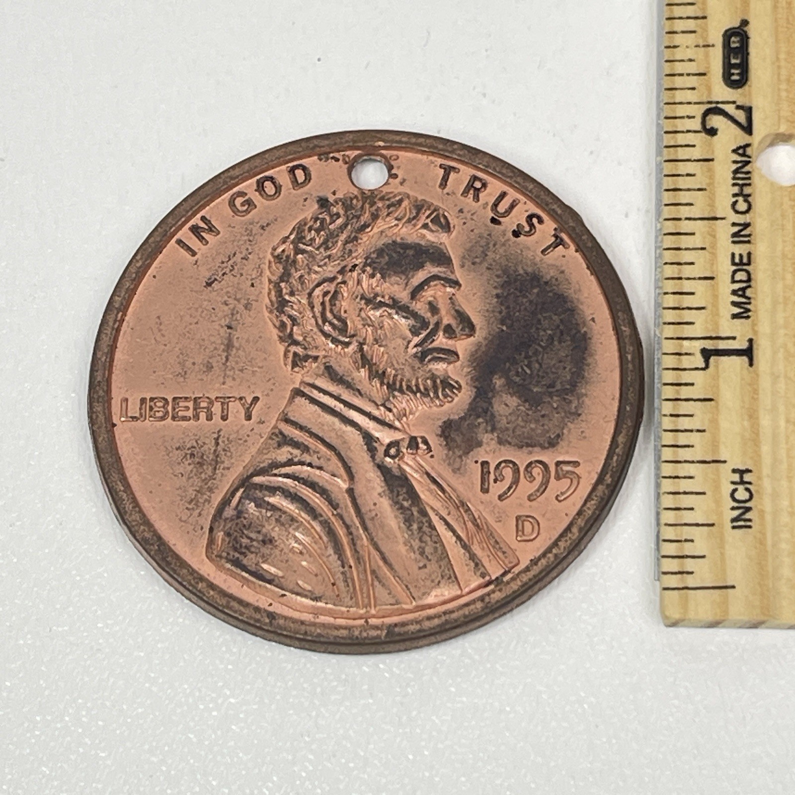 Novelty 2 inch Lincoln Penny Key Chain 1995 D Toy Money Coin Realistic Toy