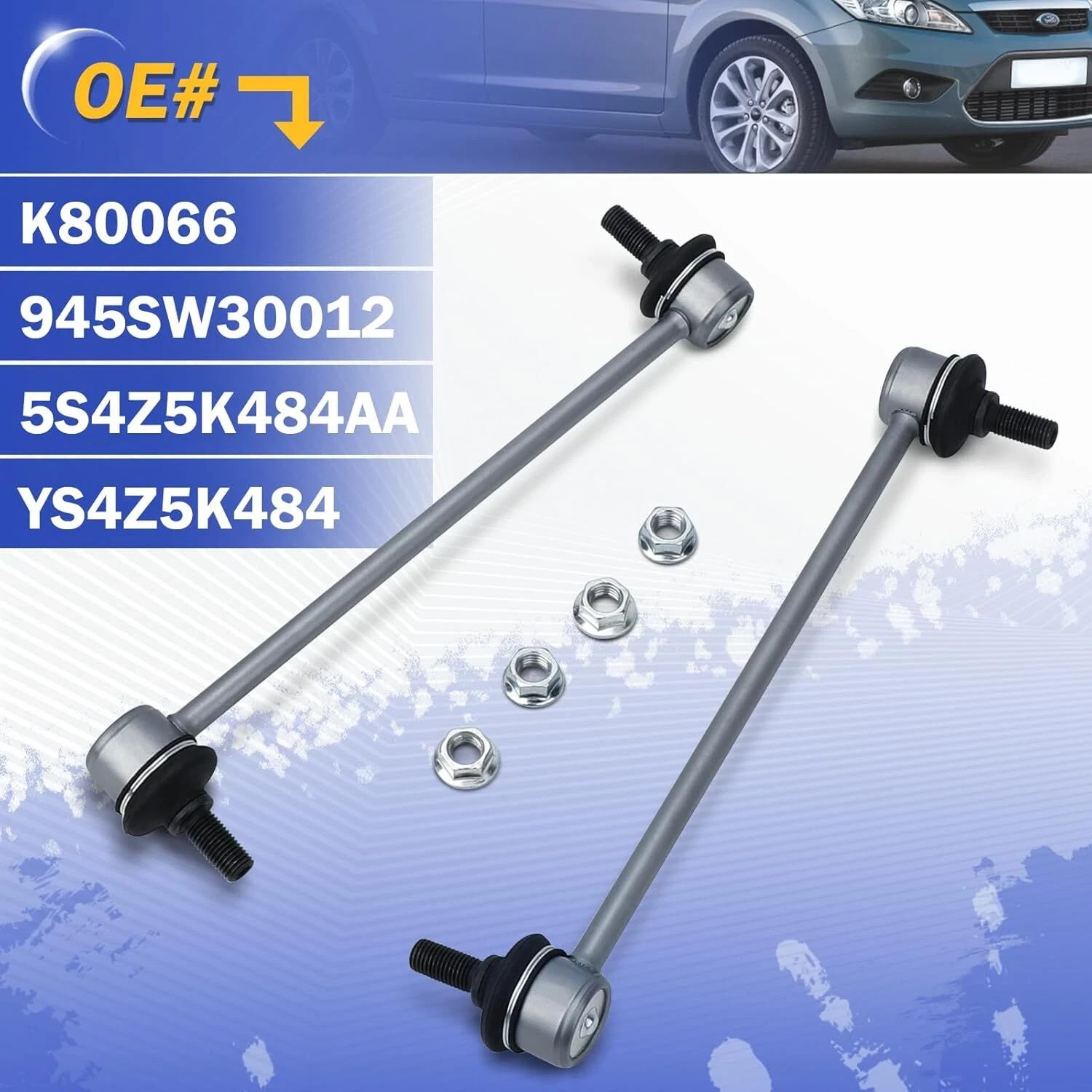 K80066 Zinc-Nickel Alloy Front Stabilizer Sway Bar Links for 2000-2011 Ford