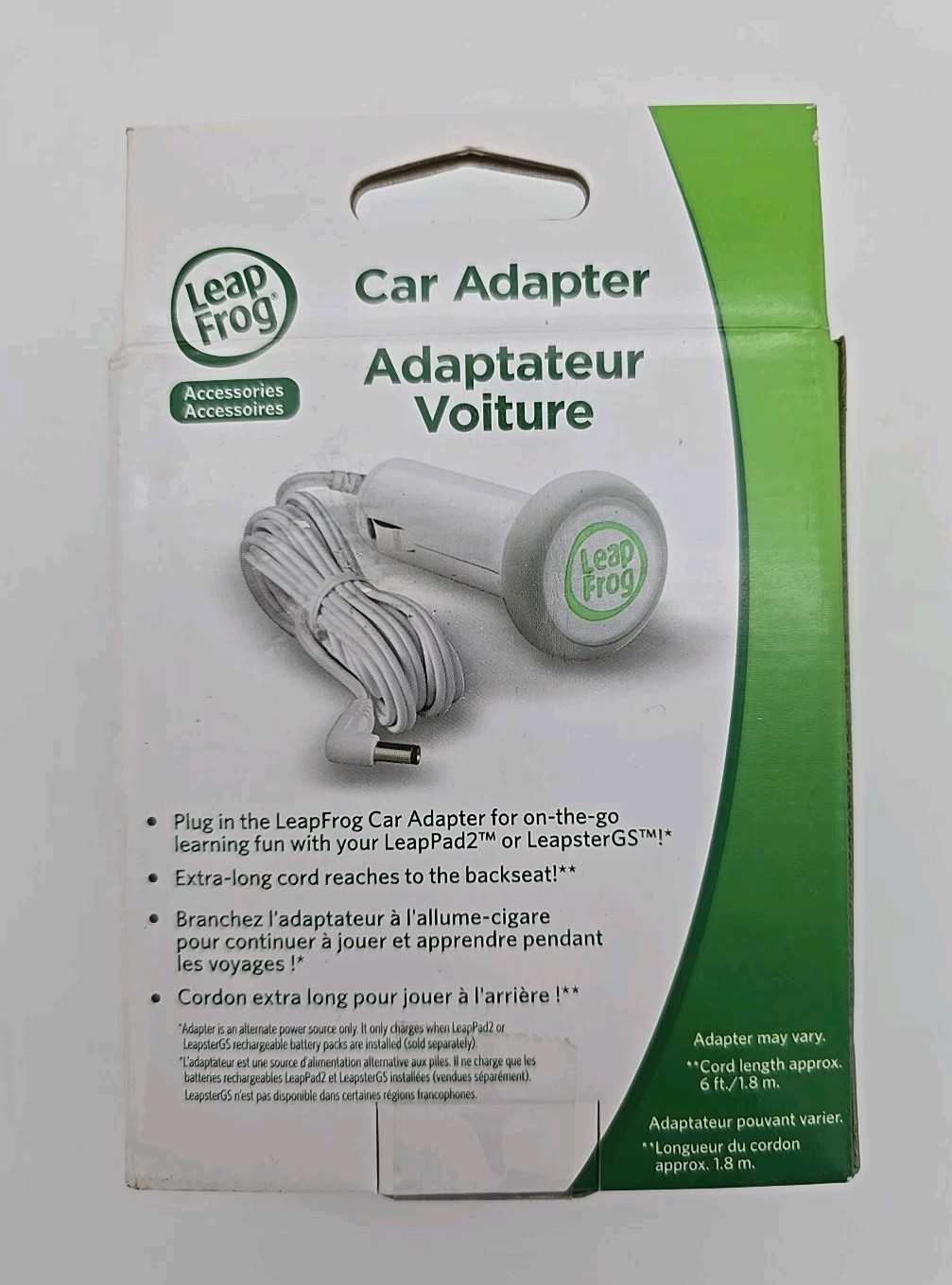 Leap Frog Car Adapter works with Leap Pad/2 Leapster GS Continuous Power OnTheGO