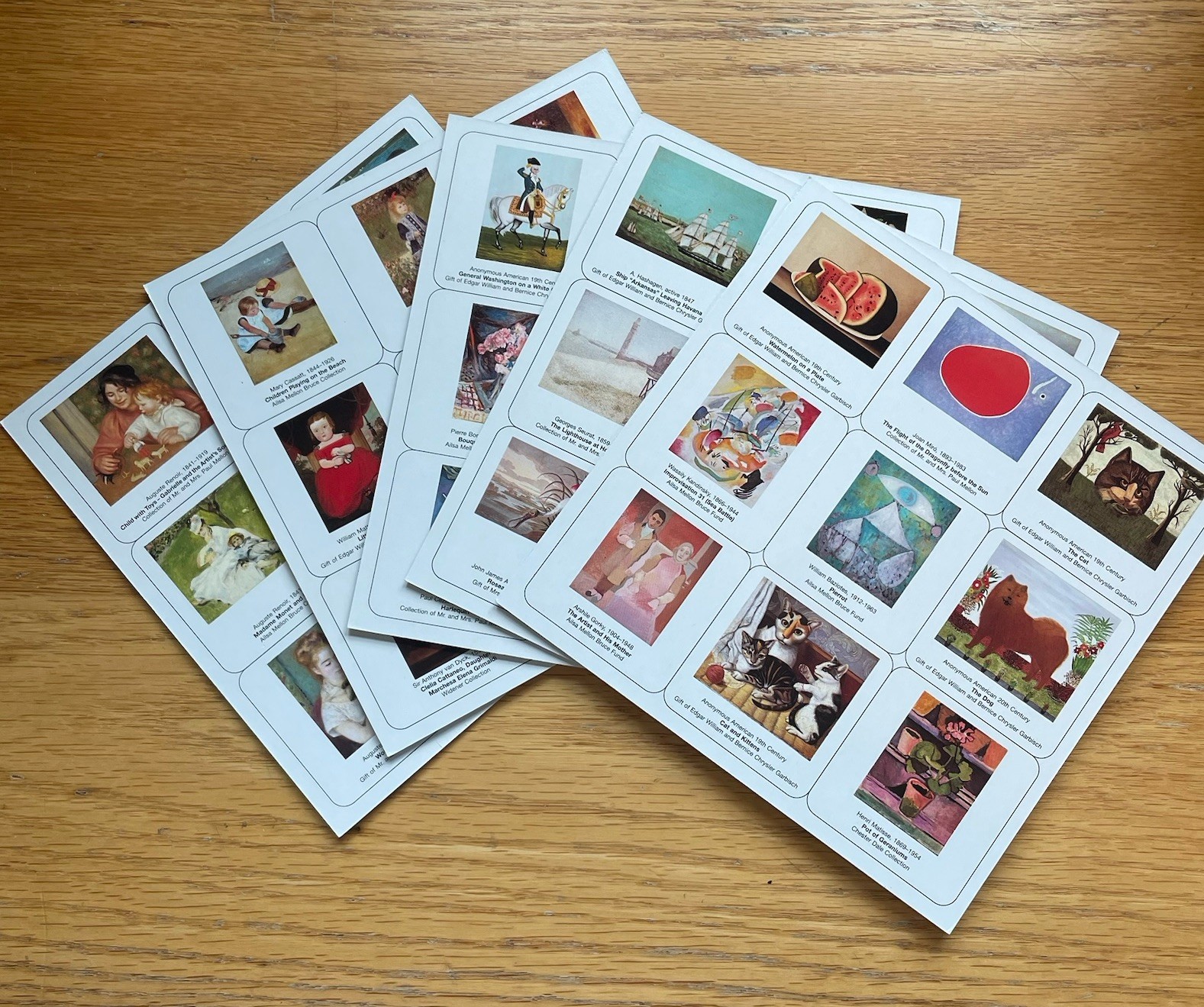 Art Lotto Educational Game Complete National Museum of Art 5 Boards 45 Cards