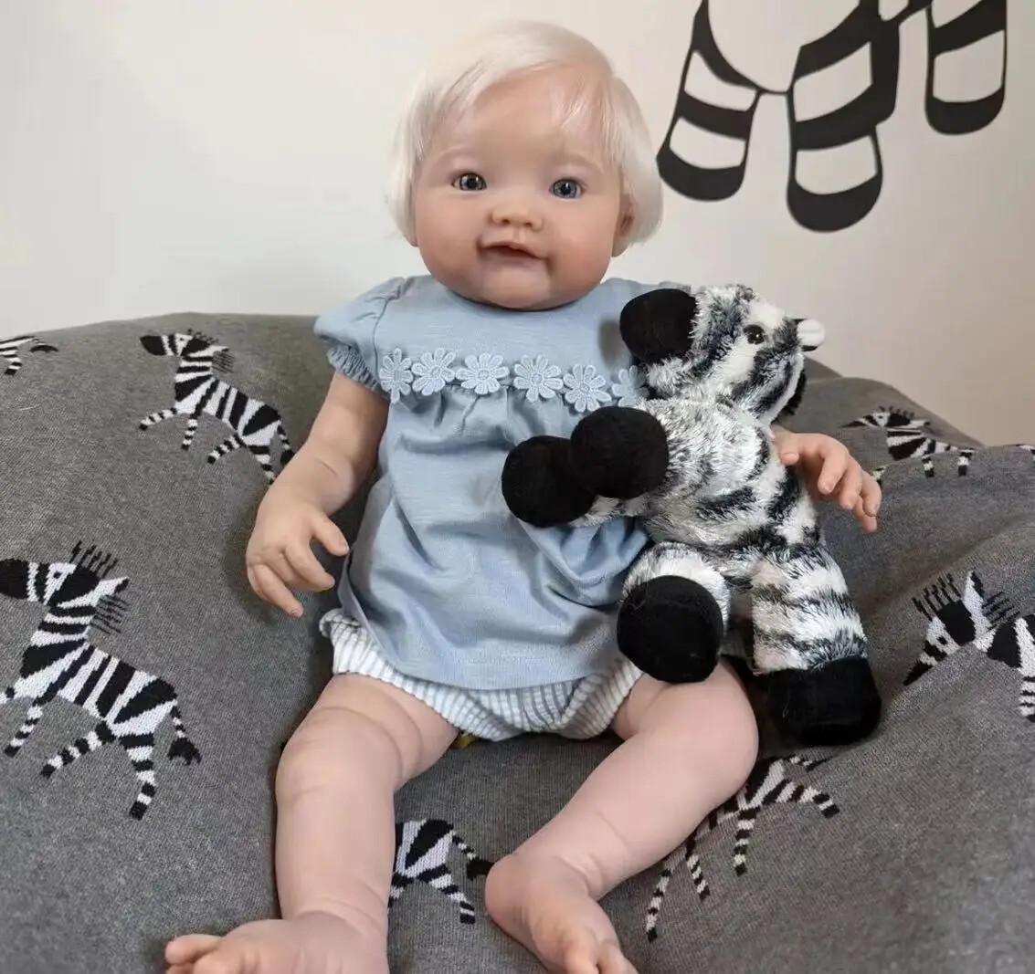19″ Finished Reborn Baby Doll With Hand-Rooted White Hair Lovely Girl DIY Gifts