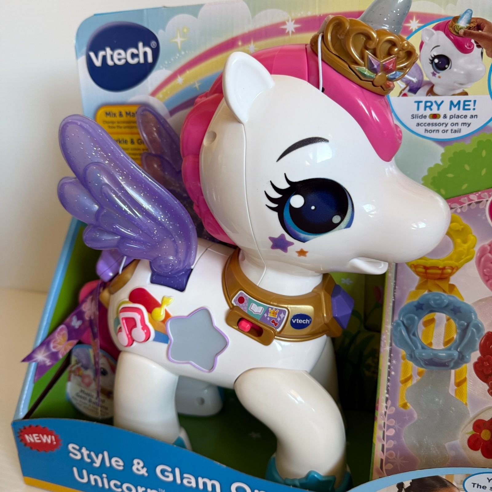 VTech Unicorn Style & Glam On Kids Toy Gift Christmas Birthday Age 18M-Up New