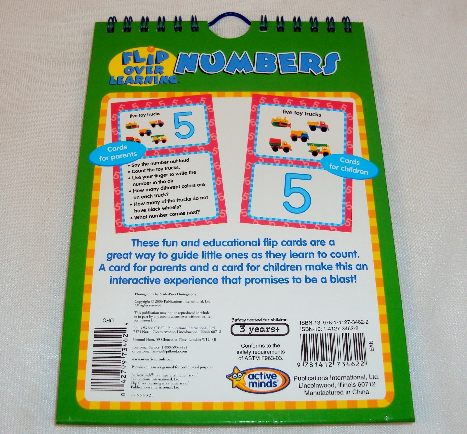 Flip Over Learning NUMBERS ~ Active Minds Flash Card Book For Parents & Children