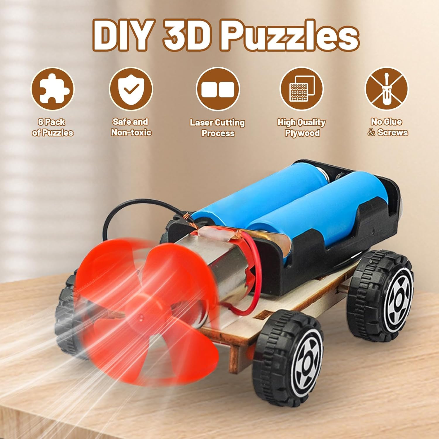 STEM Science Kits for Kids Age 8-12, 6 Set Wind-Powered Cars Science Experiments