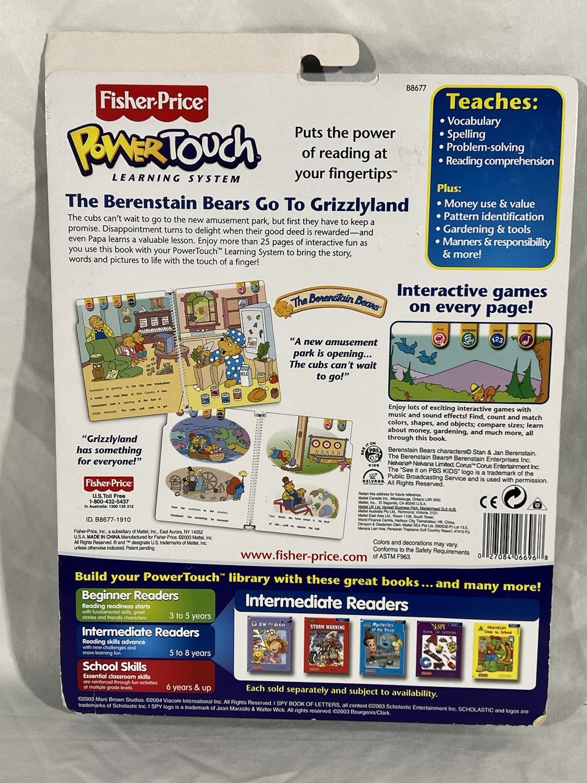 Fisher Price BERENSTAIN BEARS Go To Grizzlyland POWERTOUCH Learning Books Sealed