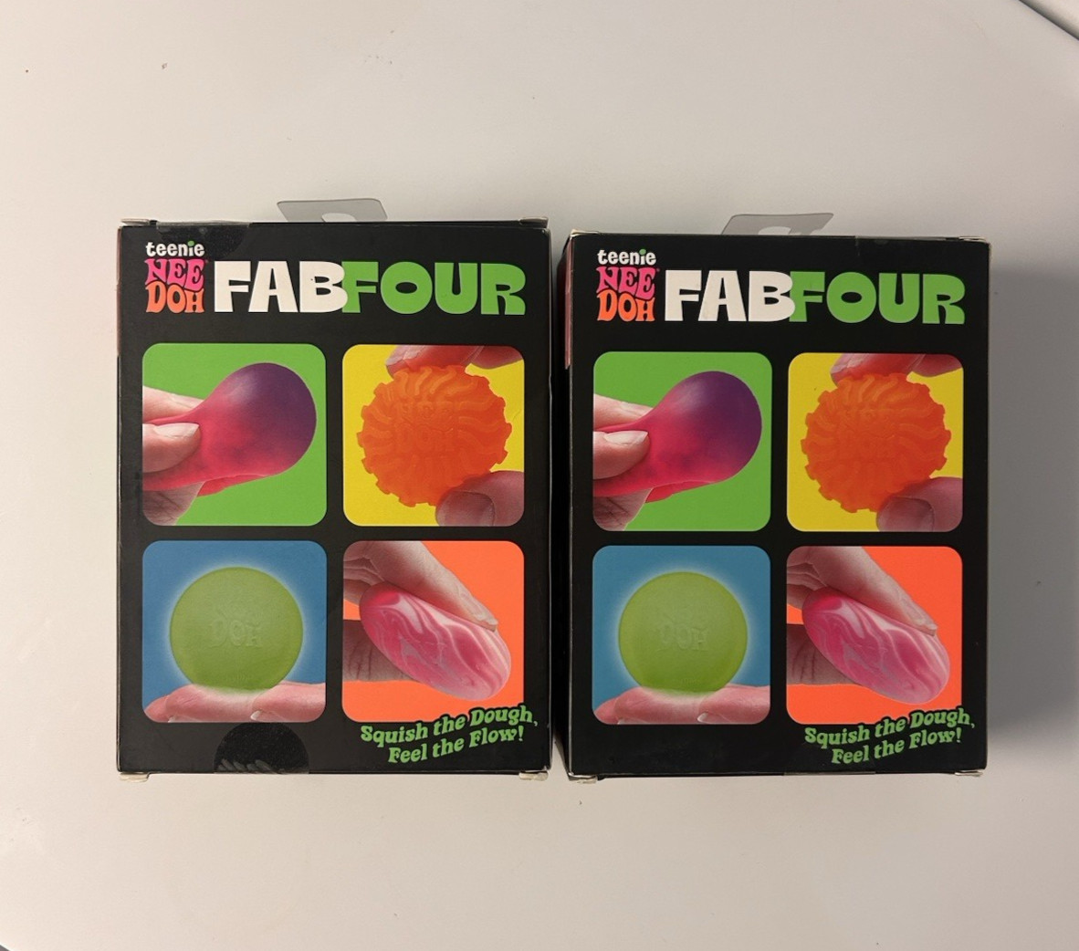 Lot of 2- NeeDoh Teenie Fab Four 4-Pack- Color Change, Glow, Swirl, Ripples- NEW