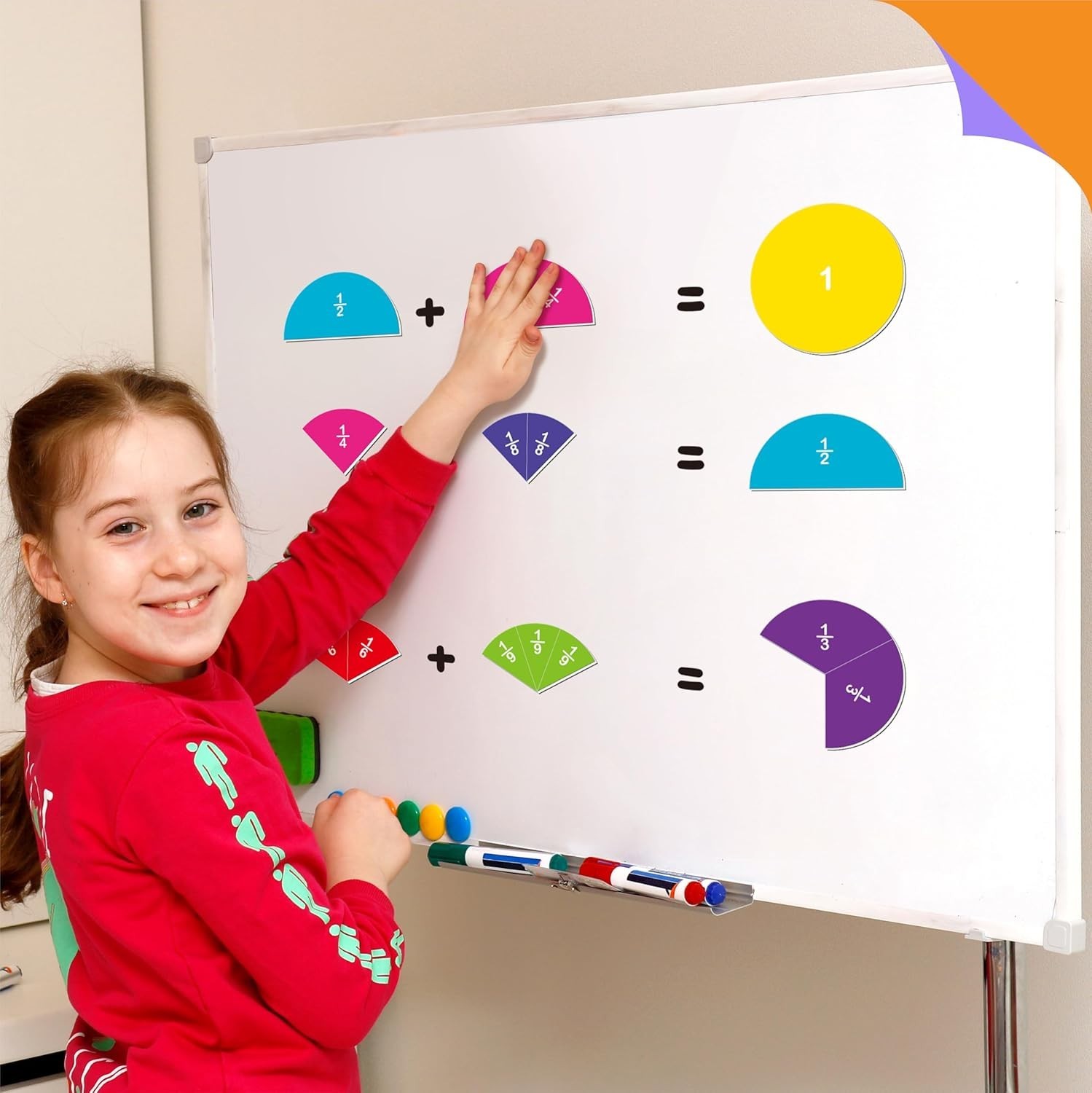 78 PCS Magnetic Fraction Tiles, Educational Math Learning Manipulatives Set f…