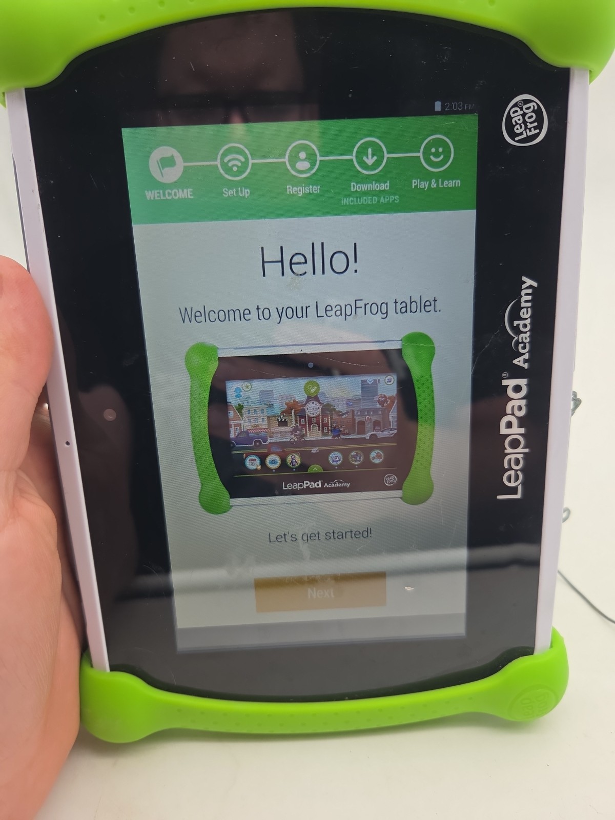 LeapFrog LeapPad Academy Kids Learning Tablet with Green Protective Bumper Case