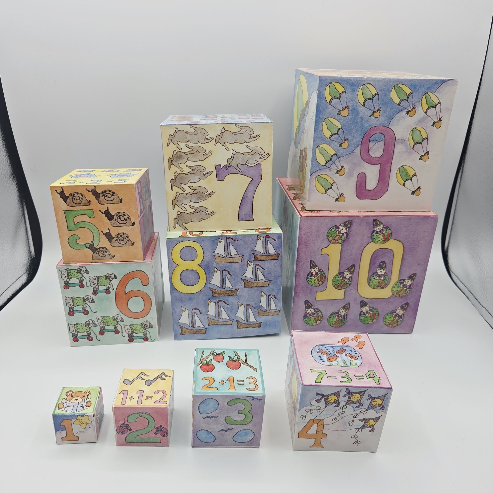Vintage 1987 Lillian Vernon Nesting Blocks Complete Set Stacking Alphabet Number