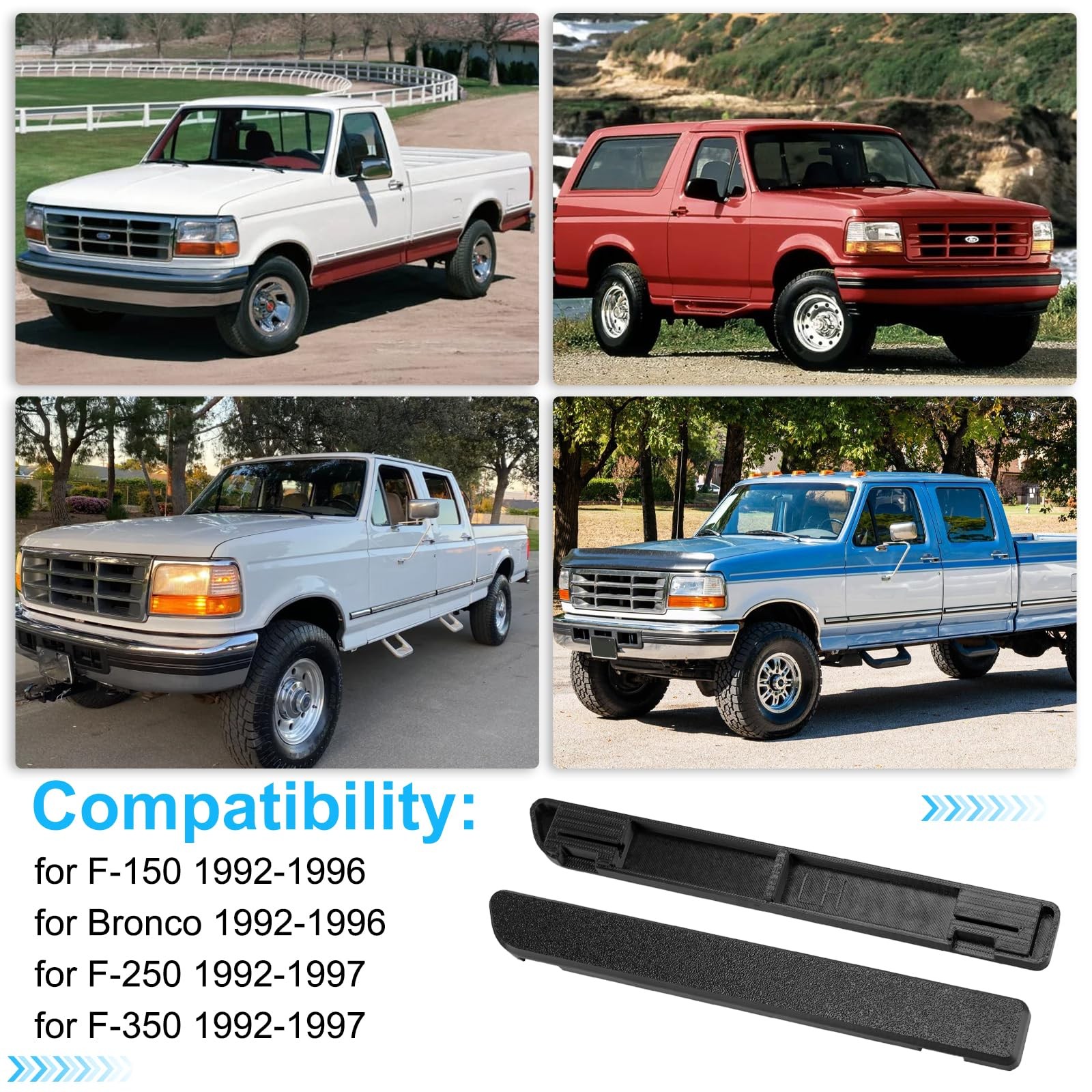 2Pcs Dash Panel Trim Bezel Insert for Ford F150 F250 F350 Bronco 92-97